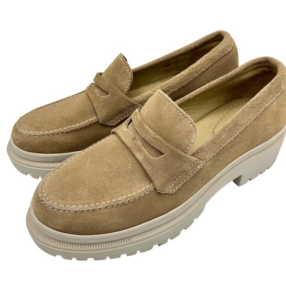 PATINA Shoes - Patina Womens Suede Leather Loafers Lug Sole Comfort Slip On Shoes